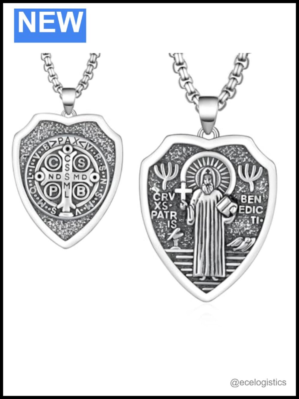 925 Sterling Silver Saint Benedict Medal Necklace for Men & Women